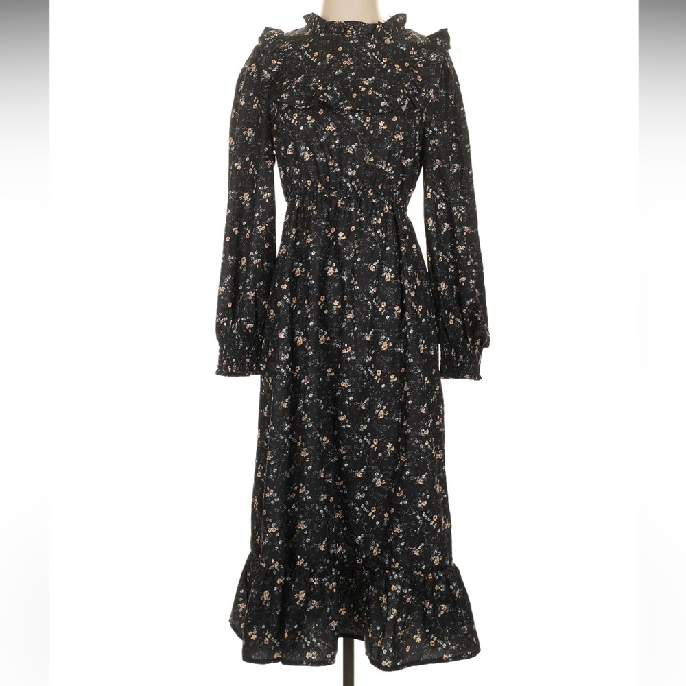 NWT Hayden Black Floral Long-Sleeve Modest Dress
